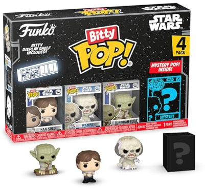 Funko Bitty Pop! Star Wars - Han 4pk and A Surprise Mystery Mini Figure - 0.9 Inch (2.2 Cm) - Star Wars Collectable - Stackable Display Shelf Included - Gift Idea - Party Bags Stocking - Cake Topper