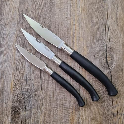 Generico Coltello Arburesa Manico in Resina Nera scanno Puscheddu 3 dimensioni tradizionale sardo incisione del nome e del cognome come immagine (21 cm)