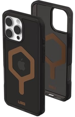 URBAN Armor Gear Plyo MS Case kompatibel mit Apple iPhone 16 Pro Max Hülle (Wireless Charging/Magnetisches Aufladen kompatibel, Sturzfeste Air-Soft Ecken, Erhöhter Rand) schwarz/Bronze
