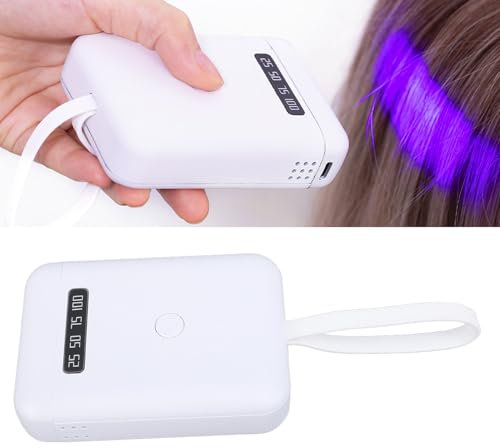 UV Light Hair Extensions Kit, Hair Extension UV Light 405nm, Handheld UV Glue Curing Lamp, Rechargeable 5000mAh V Light Hair Extensions for Salon Home (White)