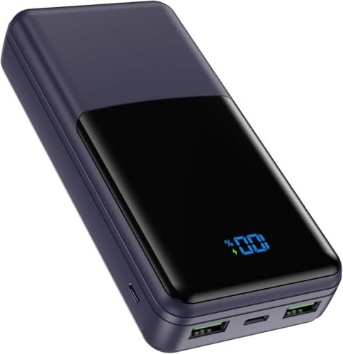 Coblob Power Bank 27000mah, Powerbank Fast Charging with Usb C, External Battery Pack, Mobile Phone Portable Charger with LED Display, PD 3.0 QC 4.0 Charging Bank with 3 Outputs & 2 Inputs (Dark Blue)