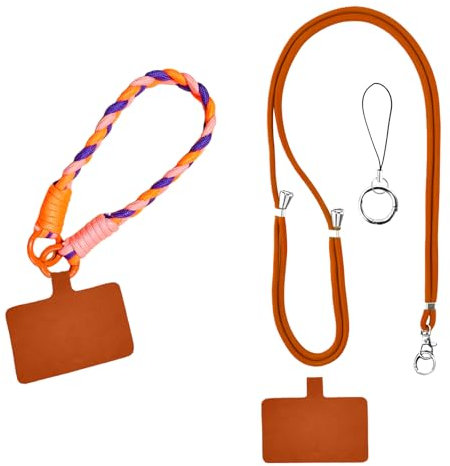 Cordon Tour de Cou Telephone Portable Universelle avec Patch, 2 Pcs Dragonnes de Téléphone, Sangles de Poignet en Nylon, Cordon Telephone Collier Longe Réglable, Lanières de Téléphone en Bandoulière