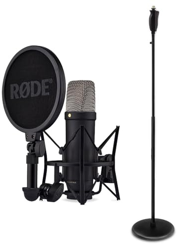 Rode NT1 5th Generation Studio-Mikrofon Schwarz mit keepdrum Einhand-Mikrofonständer MS124