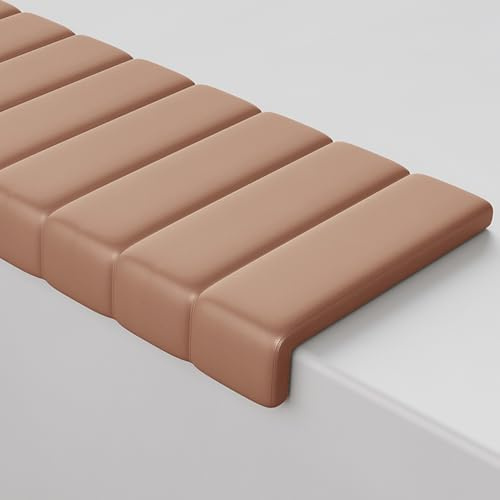 Aeovot Treppen-Sitzkissen Indoor/Outdoor aus Kunstleder - Wasserfest/rutschfest Klemmkissen Sitzauflagen für Stadiontribünen Gartenmöbel Bank Erkerfenster Restaurant Café(Brown,30x25 cm/11.8x9.8 in)