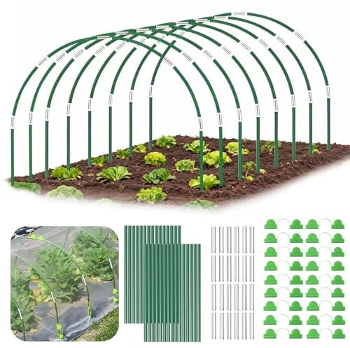 Kuvarix 30 Stück Gewächshausreifen Fiberglas mit 18 Clips, Folientunnel Bögen für Hochbeet & Pflanzentunnel, Frei Biegbarer Rostfreier Stützrahmen für Pflanzenabdeckung, Frühbeet & DIY Gewächshaus