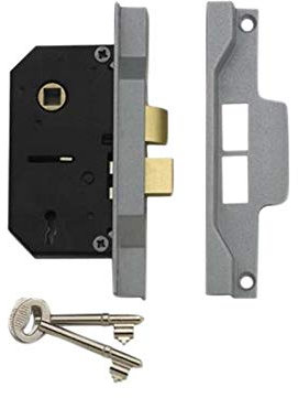 Union Locks 2242 2 Lever Mortice Rebated Sash Lock 78.5mm - Silver Enamel (Visi Pack)