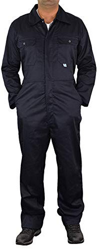 Mens Boiler Suit Overall Coverall Long Sleeves Workwear Safety Protection Clothing (58, Navy)