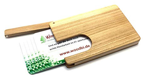 WoodBi | Hochwertiges Kreditkartenetui aus Holz mit Verschluss | Verschiedene Holzarten |Visitenkartenhülle (Ulme)