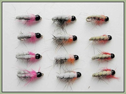 12 Tungsten Bead Tschechische Nymphe Angeln Fliegen, gut für äschen/Forelle, gemischt