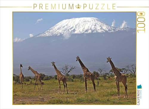 CALVENDO Puzzle Giraffen – Am Kilimanjaro | 1000 Teile Lege-Größe 64 x 48 cm Foto-Puzzle für glückliche Stunden