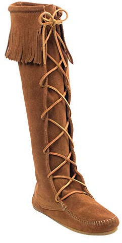 Minnetonka Women's Front Lace Knee High Boots, Brown, 7 M US