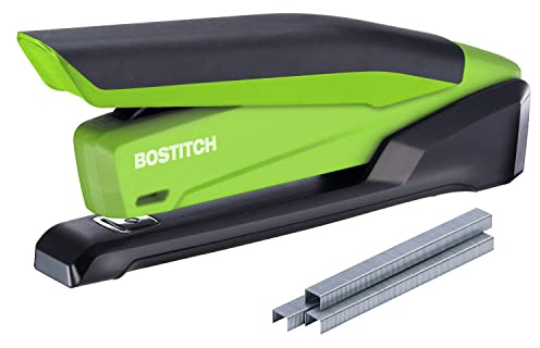 Bostitch Schreibtischheftgerät „InPower“ Standard Plastic-Full Strip grün | 210 Heftklammern im Lieferumfang enthalten, staufreies Heften, öffnet zum Heften, Ein-Finger-Heften, schlankes und