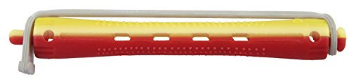 Comair 3012015 Kaltwellwickler 2-farbig 12er 9mm lang Rundgummi Länge 91 mm, gelb/rot