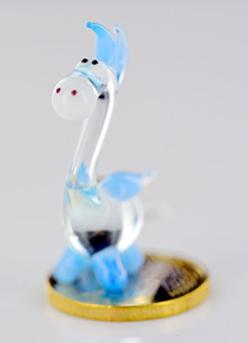 Unbekannt Drache Klar Hellblau Miniatur - Figur aus Glas - Glasfigur Blauer Drachen Mini k2 Blau- Glastier Deko Setzkasten Vitrine