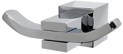 Arian Modern Double Robe Hook in Chrome for Towels, Clothes and Robes, Wall Mounted and Ideal in Bathrooms, Bedrooms, Kitchens or Hallways