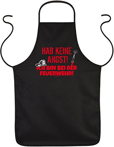Goodman Design Männer Grill - und Kochschürze - Thema Feuerwehr : Hab/Hab keine Angst! Ich bin bei der Feuerwehr Schürze schwarz