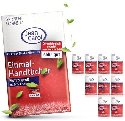 Jean Carol Einmal-Handtücher XXL, Extra stark, 17 Stück, 11er Pack (11 x 17 Stück)