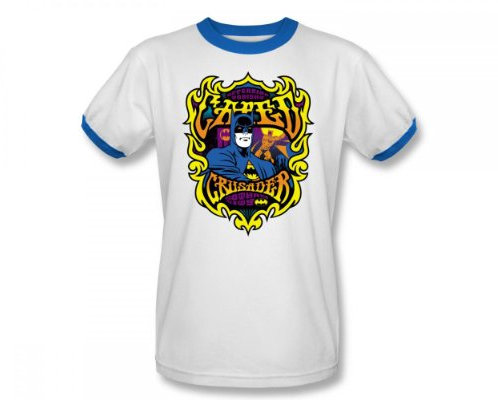 Batman - Heute Abend erscheint Adult Ringer Kurzarm T-Shirt in WeiÃŸ / Royal von DC Comics, X-Large, White/Royal