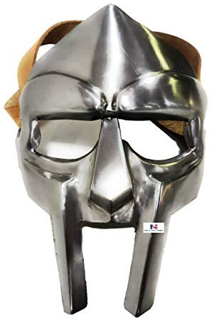 Steel Gladiator Handgefertigter Helm, römische geschmiedete Rüstung, MF Doom Rapper, Silber