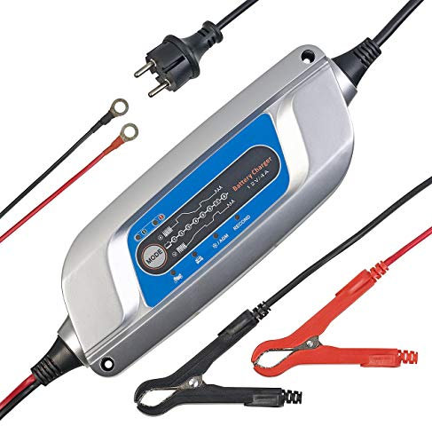 Lescars Batterieladegerät Auto: Kfz-Batterieladegerät mit 8 Batterielade- & Pflegestufen, 5 A, 12 Volt (Ladegerät 12V, Ladegerät für Autobatterie, Batteriewächter)