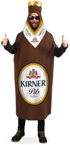 KarnevalsTeufel Kirner Bier Kostüme oder Accessoires Bierflaschen- oder Bierdosen-Kostüm oder Mütze im Kirner Pils Design Auswahl Erwachsene Hunsrück Heimatbier (Flasche Kirner Pils)