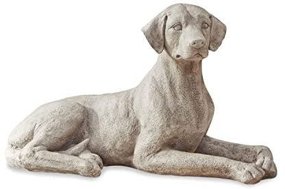 Loberon Hund Socrate, edler Deko-Jagdhund, detailreiche Tierfigur, lebensgroß & anmutig, Outdoor, Gartendekoration, Dekoobjekt, Polyresin, antikbeige