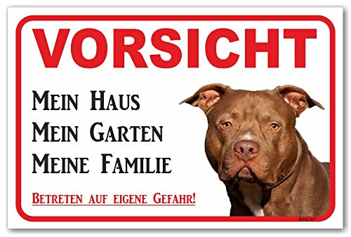 AdriLeo Schild - Vorsicht American Staffordshire Terrier - Mein Haus - (30x40cm) / Achtung Hund Wachhund Kampfhund robust langlebig UV-beständig wetterfestes Warnschild