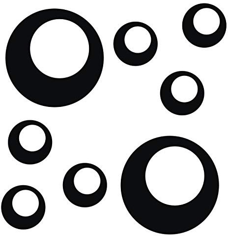 kleb-Drauf® | 8 Retro-Punkte | Schwarz - glänzend | Wandtattoo Wandaufkleber Wandsticker Aufkleber Sticker | Wohnzimmer Schlafzimmer Kinderzimmer Küche Bad | Deko Wände Glas Fenster Tür Fliese