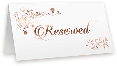 Reserved Table Signs Cards Rose Gold Foil, 20-Pack Table Tent, VIP Place Card, Reserved Rose 5