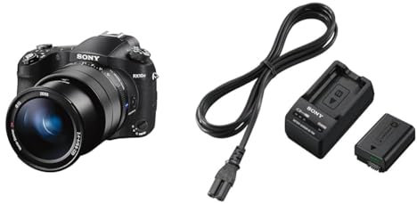 Sony Rx10 Iv Fotocamera Digitale Compatta, Sensore Da 1.0'', Nero & ACC-TRW - Kit Originale Batteria NP-FW50 + Caricabatterie BC-TRW per Fotocamere Alpha