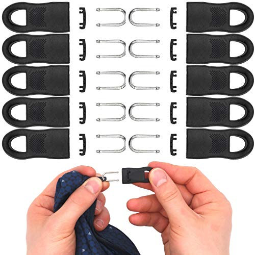 Set di 10 tiretti per riparazioni di cerniere, da 45 cm, con linguette in nylon, cursori per cappotti, valigie, borse, zaini, pantaloni, linguette per chiusura lampo
