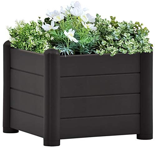Festnight Arriates de jardín | Jardineras Exterior Madera Maciza Abeto 43x43x35 cm Gris Antracita
