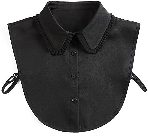 LoudSung Demi-chemise détachable faux col pliable design pour femmes filles, noir, 16
