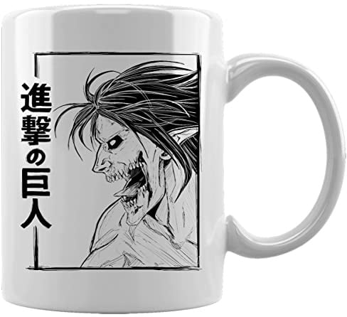 Gunmant AOT Titan Anime Attacke Shingeki Schreiend Keramikbecher Weißes Kaffee Tee Wasser Tasse Büro Home Ceramic White Mug Cup