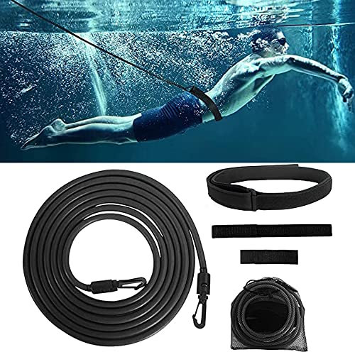 LONGHAO 4m Pool SchwimmgüRtel,Schwimmingpools Widerstandstraining ,SchwimmgüRt ErwachseneschwimmtrainingsgüRtel, Pool-Aqua-FitnessgeräTe, Pool-Widerstandstraining,für Kinder Und Erwachsene (Schwarz)