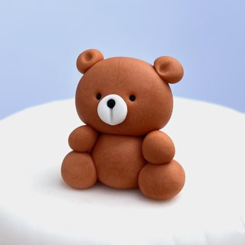 Edible Teddy Bear Cake Toppers-3D Sugar Fondant Figure-Kids Birthday Decorations- Handmade Present