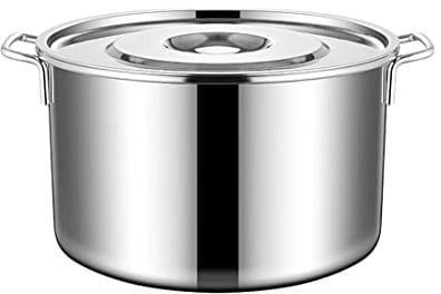 ANIRYA Olla de Gran Capacidad Cacerola Grande, Cacerola clásica de Acero Inoxidable con Tapa, 9L-50L, Pulido Espejo, sartén Antiadherente, 6 tamaños, Plata (Size : 50 * 27cm(50L))