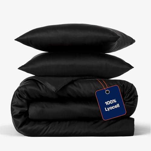twenty:three Lyocell Bettwäsche (1x) 240x220 + (2X) 80x80 Jet Black - 100% Tencel - Gewonnen aus Eukalyptus - Hochwertig - Nachhaltig - Atmungsaktiv - Luxus - Hypoallergen