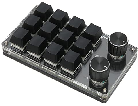 Zunate Mechanische Einhand Tastatur mit 12 Tasten, über USB Programmierbare Makro Tastatur mit 2 Knöpfen, Benutzerdefinierte Programmierung Aller Tastenfunktionen für die Windows Tastatur