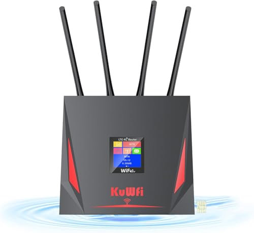 4G LTE Router SIM-Karte, Mobiler WLAN Router mit SIM-Karte, 4G Cat4 bis zu 150 Mbit/s, SIM-Karte Router, Ethernet Port, Farbdisplay, Plug & Play LTE Modemrouter, Ideal für Reisen, RV