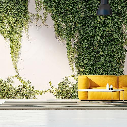 Livingwalls Vliestapete - Tapete Efeu in Creme und Grün - Wandtapete für verschiedene Räume - Wandbild XXL 2,80 m x 3,71 m