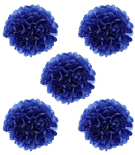 PATIKIL 8 Tejido Pompón Pompones Flores, 5 Paquete Papeles Flores Bolas para Boda Nupcial Ducha Cumpleaños Despedida Soltera Fiesta Telón Fondo Decoración, Azul marino