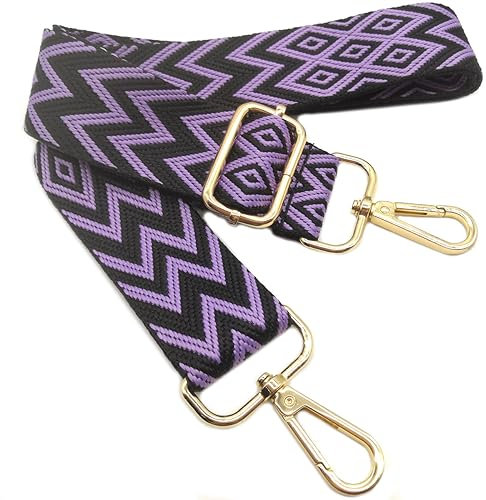 Verstellbarer Schultergurt Tasche Violett, Taschengurte zum Wechseln, Taschengurt Breit mit Karabiner Gold, 80-130 cm Tragegurt Tasche für Damen Schulterriemen, Moderne Handtasche, 3.8cm, 702