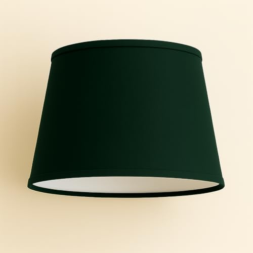30 cm Lampenschirm, Baumwollstoff mit weißer PVC-Rückseite, handgefertigtes Produkt, für Tischlampe, Stehlampe (Dunkelgrün)