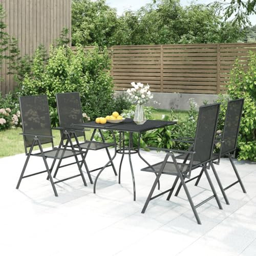 QJBSAVVA 5-TLG Garten-Essgruppe, Gartenmöbel Set Eckbank Stehtisch Terrassenmöbel Geeignet für Garten Strand Parks Café Anthrazit Stahl