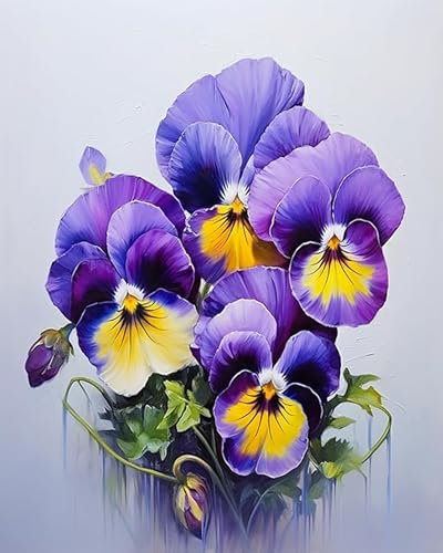 ZMHZMY Malen nach Zahlen Erwachsene,Stiefmütterchen,DIY Malen nach Zahlen für Erwachsene, Malset mit Leinwand und Pinsel,40 x 50 cm,Rahmenlos