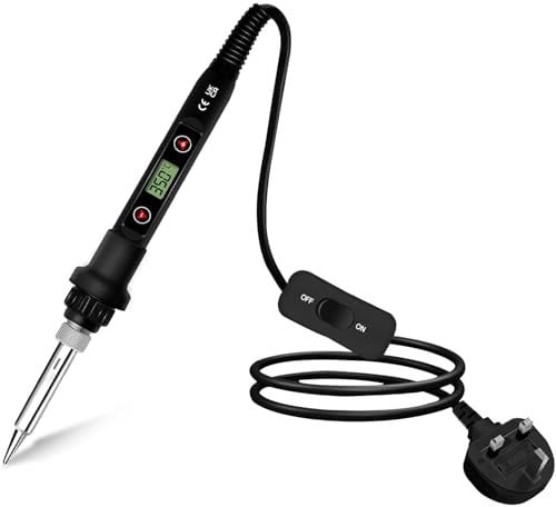 80W LCD Soldering Iron Kit Adjustable Temperature 180-520°C Solder Iron Gun Welding Tool with ON/Off Switch for Electronics, Electric Repairing, Jewelry, DIY
