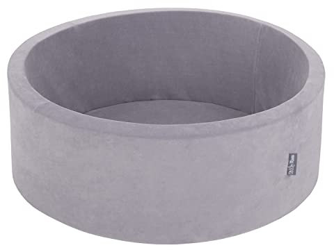 KiddyMoon Rund Bällebad Velvet Bällepool 90X30cm/KEINE Bälle Ballgruben Für Babys Spielbad Kleinkinder, Berggrau