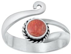 Zehenring aus 925 Sterling Silber als Fußschmuck oder Fingerring für Damen, Herren und Kinder, offener Midi Ring, verstellbar, Edelstein Karneol 2