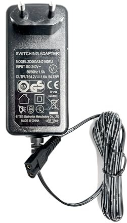Cargador superior * adaptador de alimentación cargador 34,2 V para aspiradora escoba Cecotec Conga Rockstar 2000 Ultimate ErgoWet | Ref: 05680, 05097